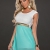 4380 Fashion4Young Damen Tailliertes, ärmelloses Minikleid Kleid dress verfügbar in 3 Farben 36/38 (36/38, Türkisgrün Weiß) - 2