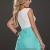 4380 Fashion4Young Damen Tailliertes, ärmelloses Minikleid Kleid dress verfügbar in 3 Farben 36/38 (36/38, Türkisgrün Weiß) - 3
