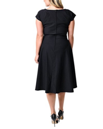 ABYOXI Damen Vintage A-Linie 50er Retro Rockabilly Kleid Knielang Abendkleid Große Größen Schwarz 4XL - 3