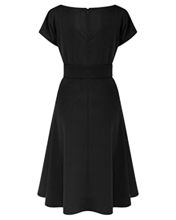 ABYOXI Damen Vintage A-Linie 50er Retro Rockabilly Kleid Knielang Abendkleid Große Größen Schwarz 4XL - 6