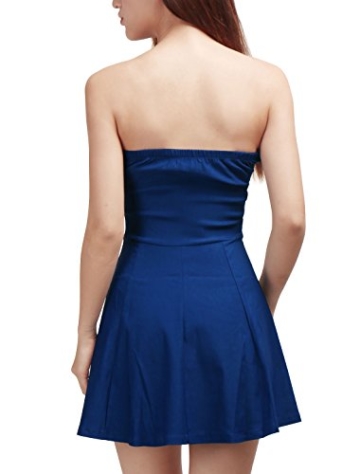Allegra K Damen Sommer A Linie Reißverschluss Off Shoulder Minikleid Kleid, XS (EU 34)/Blau - 5