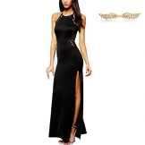 Angelwing Damen Spitzenkleid Elegant Split Kleid Rückenfrei Partykleider Abendkleider -