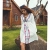 ASSKDAN Damen Boho Handstickerei Bikini Cover Up StrandKleid Sommerkleid One Size (One Size, Weiß) - 