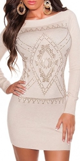 atemberaubenden Knit Lange Pullover/Mini Kleid mit Strass. UK 8/10 12/14. S/M L/XL. - 1