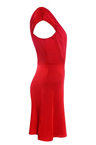 Ecowish Damen V-Ausschnitt Rückenfrei Minikleid Sommerkleid skaterkleid - 