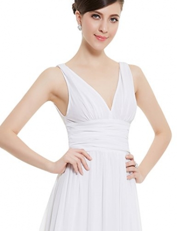 Ever Pretty Damen V-Ausschnitt Lange Chiffon Abendkleider Festkleider 48 Weiß - 