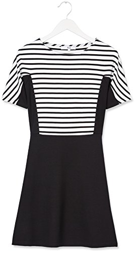 FIND Damen Kleid Colour Block Stripe, Schwarz (Black/White Striped), X-Large - 