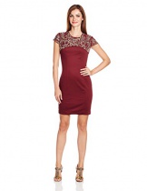 French Connection Damen Kleid Gr. 36, Mehrfarbig - Multicoloured (Biker Berry/Bronze) - 1