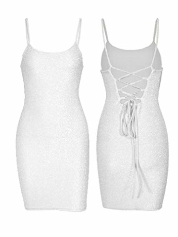 GARYOB Kleider Damen Glitzer Minikleider Elegant Rückenfreies Bodycon Kleid Spaghetti Strap Stretchy Partykleider - 5
