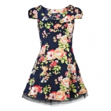 H&R London Minikleid ROMANTIC FLOWERS DRESS navy S - 1