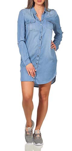 Jeans Kleid Midi Denim Shirtkleid 3