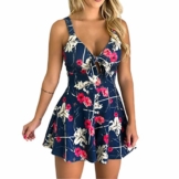 Kaister Damen Mode Print Jumpsuit Boho Ärmellos Sommerkleid Strandkleid Casual Mini Schulter Overall Playsuit - 1