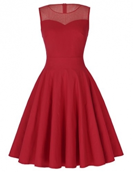 Kate Kasin® Kurz elegant elastisch rot A-Linie Falsten Kleid Hochzeit Partykleid S KK391-2 -