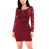 KJSEXY Damen Kleider Spitzenkleid Bodycon Cocktailkleid Abendkleid Partykleider (XX-Large, Rot) - 1