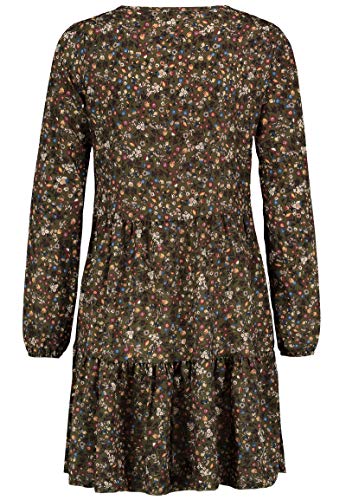 Kleid mit Blumenmuster Langarm für Herbst - Frühling grün 6