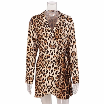 Kleider Damen V-Ausschnitt Cocktailkleid Winter Abendkleid Leopard Gedruckt Kleid Frauen Freizeitkleid Slim Fit Partykleider Groß Größe Strandkleid Btruely - 3