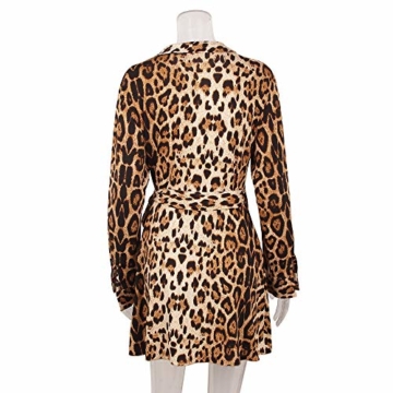 Kleider Damen V-Ausschnitt Cocktailkleid Winter Abendkleid Leopard Gedruckt Kleid Frauen Freizeitkleid Slim Fit Partykleider Groß Größe Strandkleid Btruely - 4