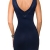 KouCla Damen Kleid knielang ohne Ärmel mit Reißverschluss Etuikleid V-Ausschnitt (marine) - 2
