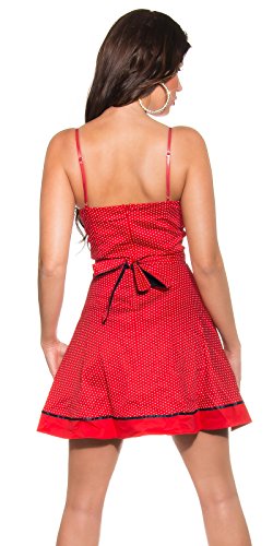KouCla Damen Kleid Polkadots Rockabilly schwarz rot Punkte (36, rot) - 2