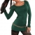 Koucla Damen Pullover mit freien Schultern & dezenter Streifen-Optik Einheitsgröße (32-38), grün - 2