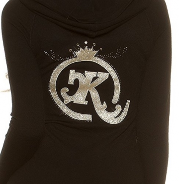 KouCla Feinstrick Minikleid Pullover mit Kapuze Hoodie Langarm Kapuzenkleid Einheitsgröße - 9