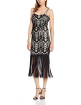 Lipsy Damen, Schlauch, Kleid, Michelle Keegan For Lipsy Lace Fringe, GR. 36 (Herstellergröße: Size 10), Schwarz (Black) - 1