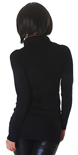 Lmode Damen Strickkleid & Pullover einfarbig mit Rollkragen Einheitsgröße (32-38), schwarz - 3
