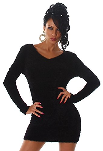 Luxestar Damen Strickkleid & Pullover weich & flauschig, schwarz Größe 32-38 - 