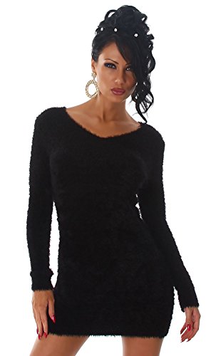 Luxestar Damen Strickkleid & Pullover weich & flauschig, schwarz Größe 32-38 -