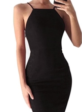 Minetom Damen Bodycon Strecke Ärmellos Bleistift Club Cocktailkleid Partei Abend Minikleid Schwarz DE 42 - 1