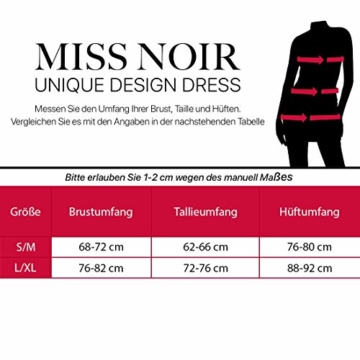 Miss Noir Wetlook Langes Kleid Tüll Glitzereffekt Verdecktem Body Clubwear Partykleid, Schwarz, S/M - 3