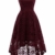 MUADRESS MUA6006 Elegant Kleid aus Spitzen Damen Ärmellos Unregelmässig Cocktailkleider Party Ballkleid Burgundy XS - 1