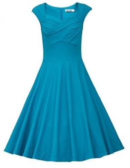 MUXXN Damen Retro 1950er Kleider Swing Kleid Vintage Rockabilly Kleid Partykleid Cocktailkleid(M, Turquoise) -