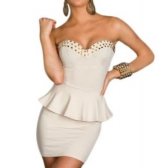 Ninex Damen Minikleid in trägerloser Bandeau-Form Elfenbein 38 -