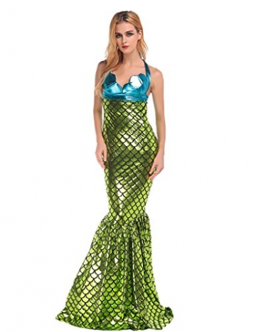 Ninimour Halloween glänzend metallisch Mermaid Kostüm Party Kleid -