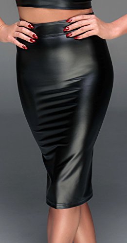 Noir Handmade Clubwear Powerwetlook Rock, schwarz Partykleidung Größe XL - 4