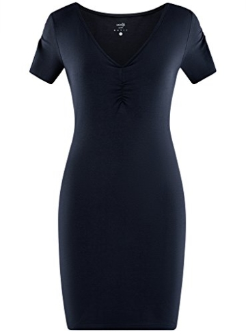 oodji Ultra Damen Enges Kleid mit V-Ausschnitt, Blau, DE 36 / EU 38 / S - 6