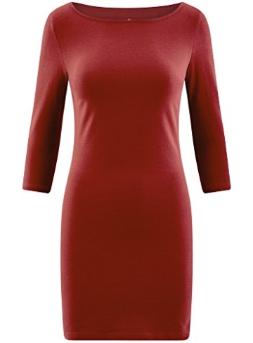oodji Ultra Damen Jersey-Kleid Basic, Rot, DE 42 / EU 44 / XL - 6