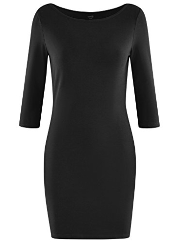 oodji Ultra Damen Jersey-Kleid Basic, Schwarz, DE 40 / EU 42 / L - 6