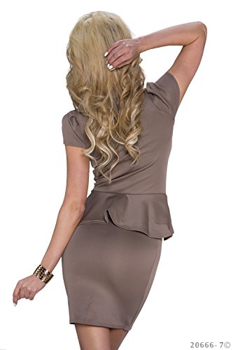 Schößchen Minikleid Partykleid mit V-Ausschnitt Q20666, Größe:34;Farbe:taupe - 4