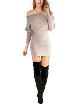 Schulterfreies langaermelig Mini Kleid Creme Gr. S 36-38 - 1