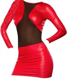 Sehr reizvolle/Sexy Rot Faux-Leder / PVC Clubwear Kurze Kleid Größe 36-38 Erotik - 1