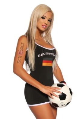 Sexy Damen Kleid Mini-Kleid im Nationaltrikot-Look Deutschland (L/XL) - 1