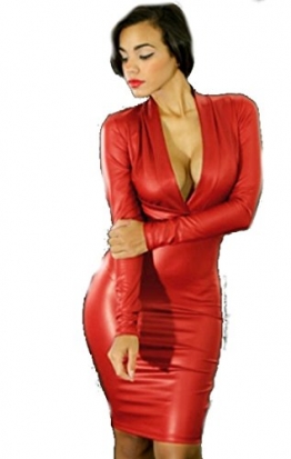 Sexy Wetlook Kleid in rot heisses Clubkleid (S/M) -