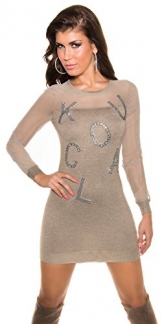 Strickkleid/Pulli mit Strass und Netz by In-Stylefashion taupe -