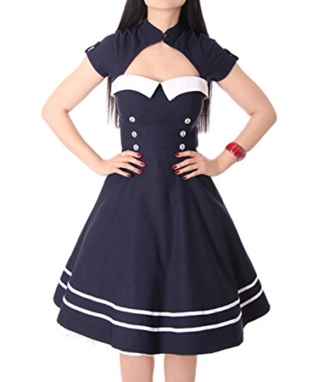 SugarShock Harbor Sailor Matrosen Uniform Petticoat Bolero Kleid, Größe:M, Farbe:Navyblau - 5