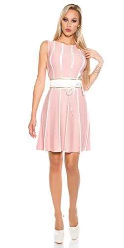 Tailliertes Midi-Feinstrick-Kleid mit Stilvollen Glitzer-Streifen S/M - 4