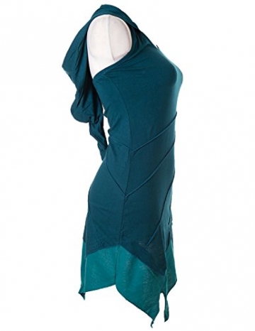 Vishes - Alternative Bekleidung - Asymetrischer Neckholder aus Baumwolle mit Zipfelkapuze - zweifarbig türkis 38 - 2