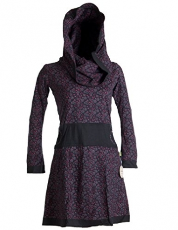 Vishes - Alternative Bekleidung - Bedrucktes Kleid aus Baumwolle mit Schalkragen schwarz-rot 38/40 - 6