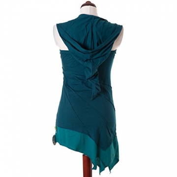 Vishes - Alternative Bekleidung - Asymetrischer Neckholder aus Baumwolle mit Zipfelkapuze - zweifarbig türkis 38 - 5